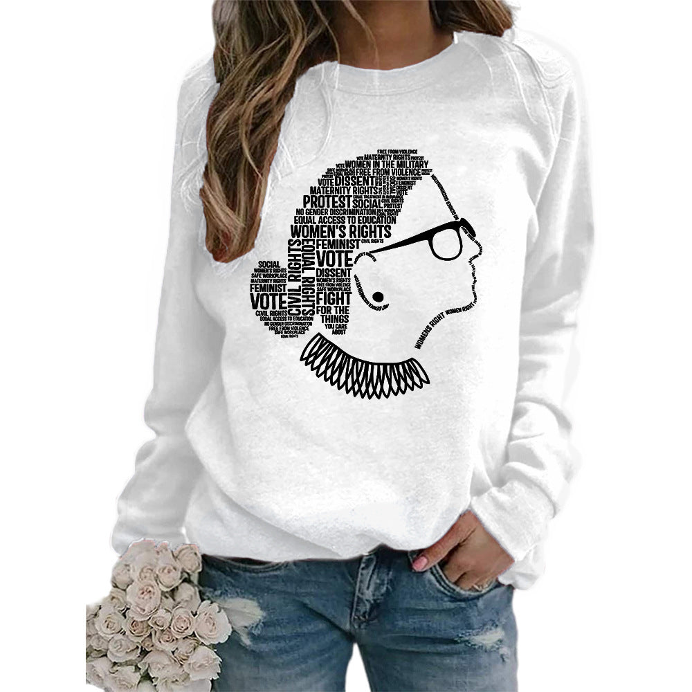 Justice Monogram Human Rights Print Crew Neck Long Sleeve Sweatshirt