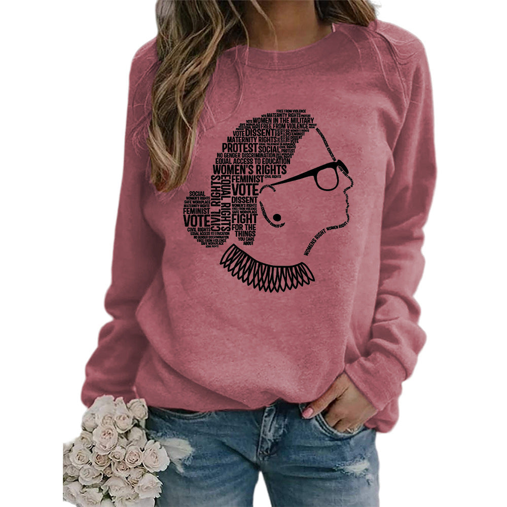 Justice Monogram Human Rights Print Crew Neck Long Sleeve Sweatshirt