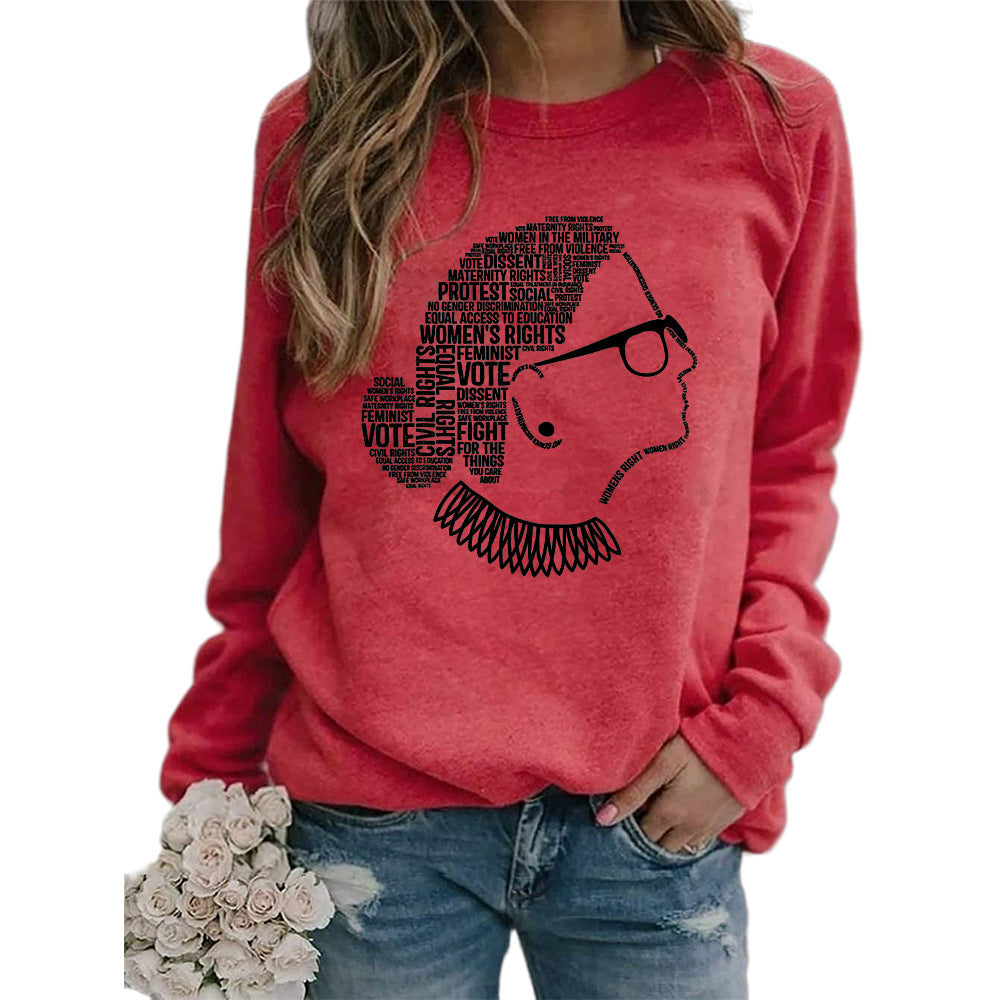 Justice Monogram Human Rights Print Crew Neck Long Sleeve Sweatshirt