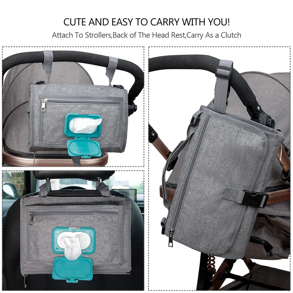 3 in 1 Diaper Changing Pad Portable Baby Changing Pad with Pockets Waterproof Travel Diaper Changing Hand Folding Diaper Bag