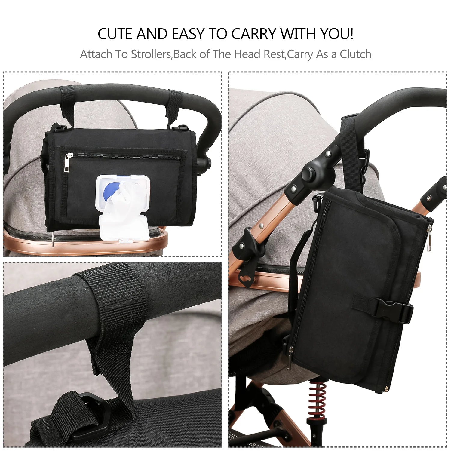 3 in 1 Diaper Changing Pad Portable Baby Changing Pad with Pockets Waterproof Travel Diaper Changing Hand Folding Diaper Bag