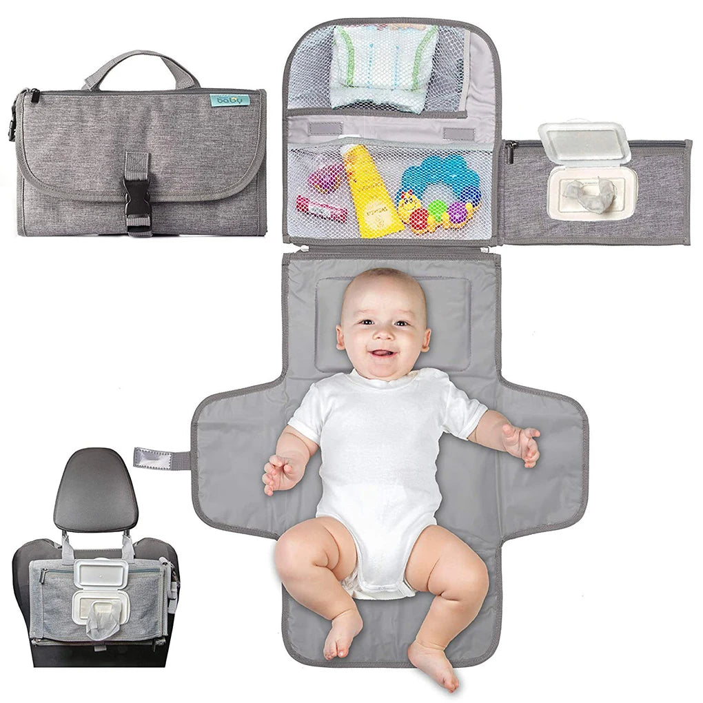 3 in 1 Diaper Changing Pad Portable Baby Changing Pad with Pockets Waterproof Travel Diaper Changing Hand Folding Diaper Bag