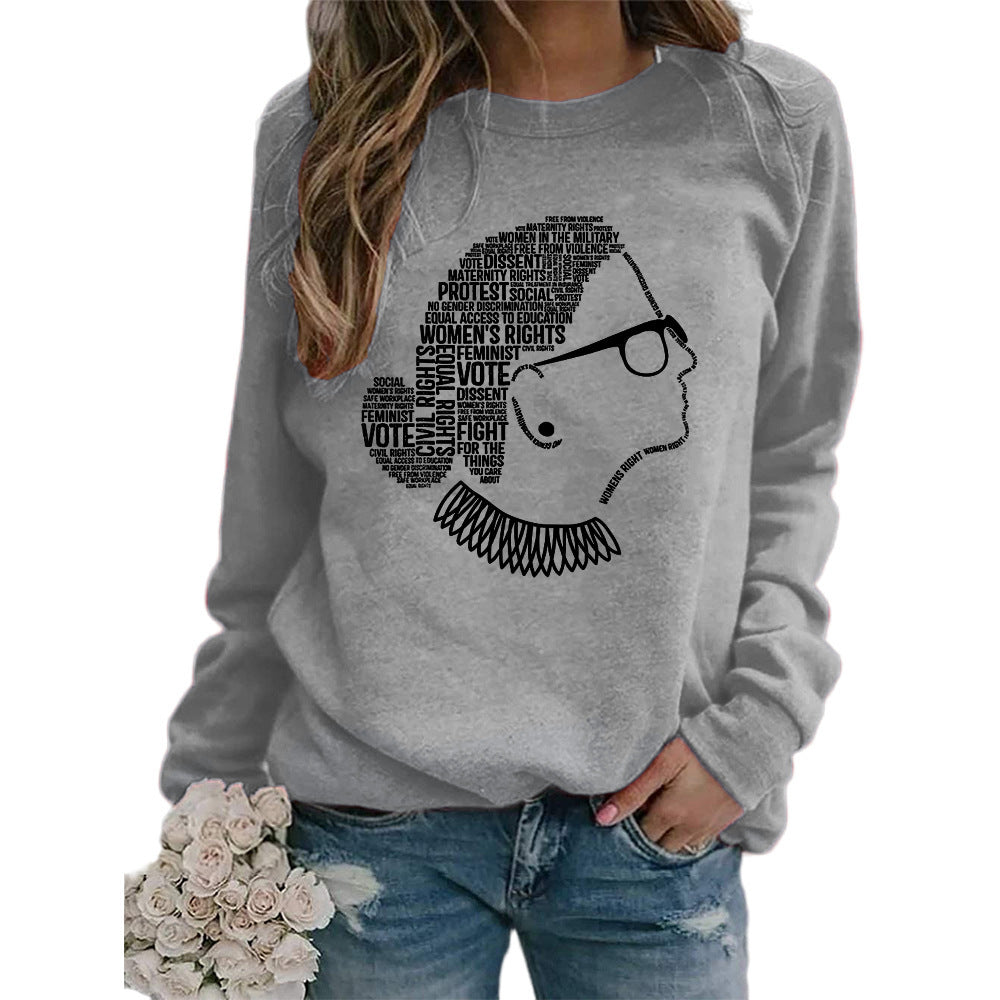 Justice Monogram Human Rights Print Crew Neck Long Sleeve Sweatshirt