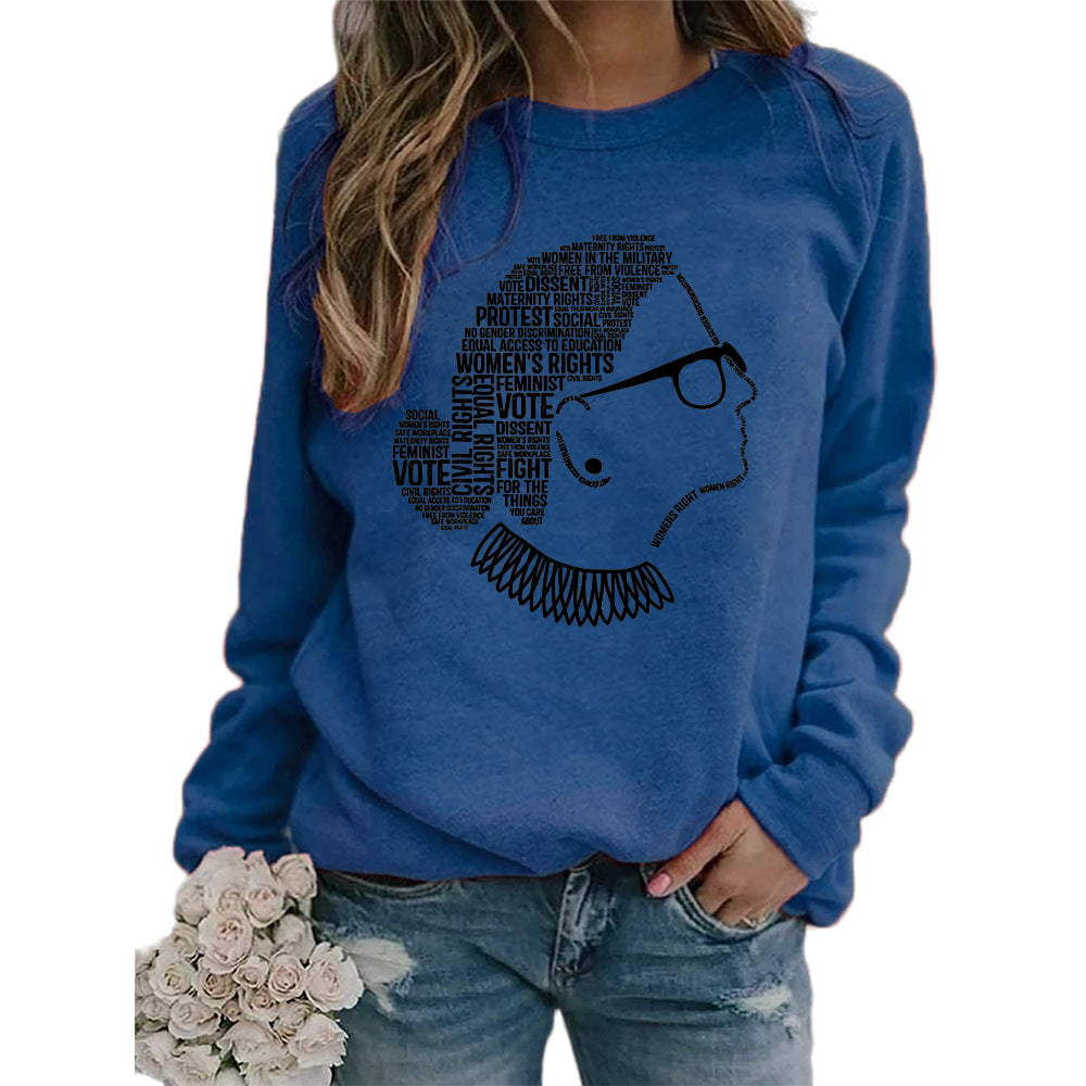 Justice Monogram Human Rights Print Crew Neck Long Sleeve Sweatshirt