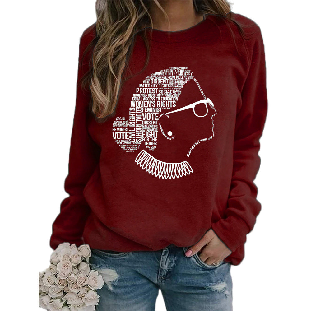 Justice Monogram Human Rights Print Crew Neck Long Sleeve Sweatshirt