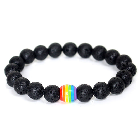 Rainbow Bead Bracelets Pride Natural Stone