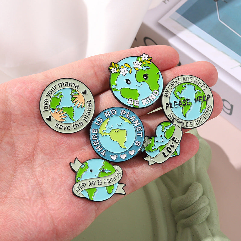 Creative Cartoon Protect The Earth Shape Brooch