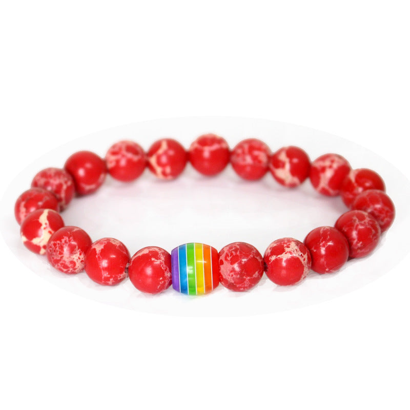 Rainbow Bead Bracelets Pride Natural Stone