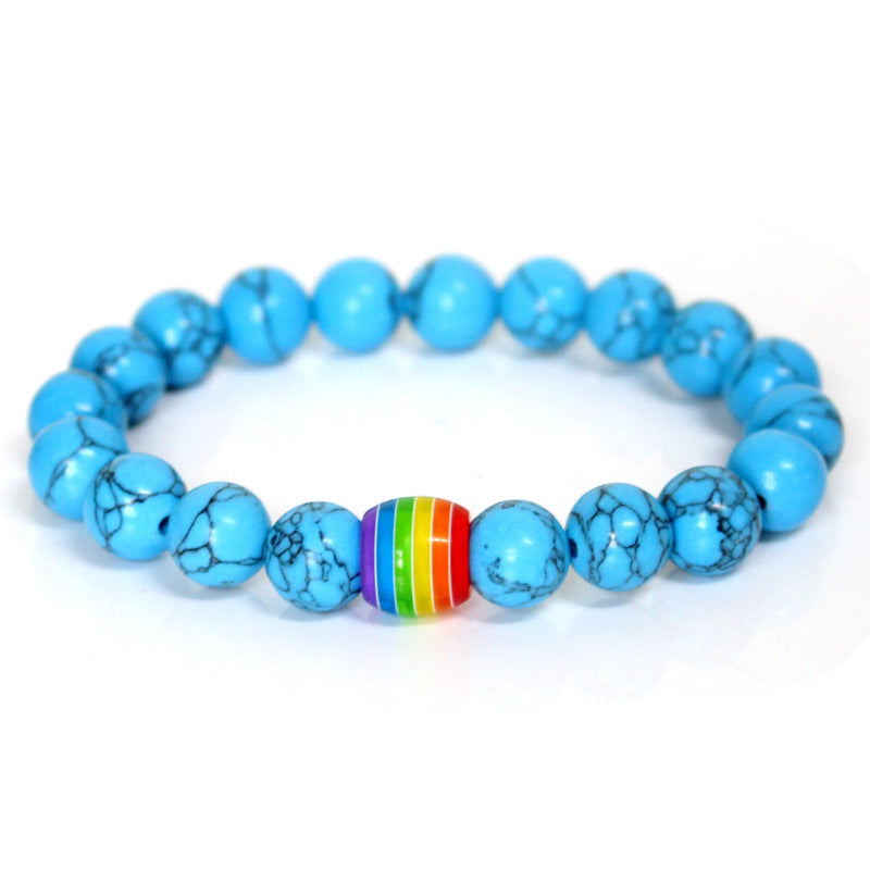 Rainbow Bead Bracelets Pride Natural Stone