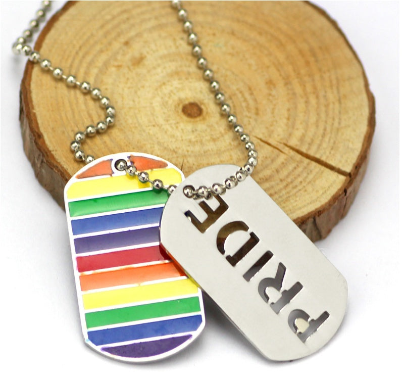 Pride Rainbow Dog Tag necklace