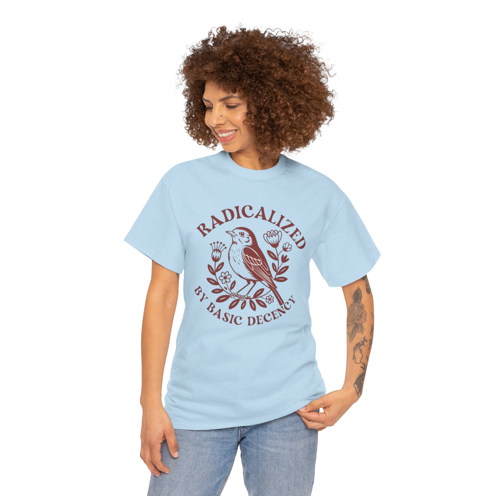 Radicalized by Basic Decency T-Shirt — Vintage Bird Graphic Tee