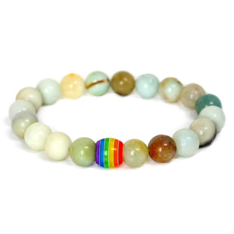 Rainbow Bead Bracelets Pride Natural Stone