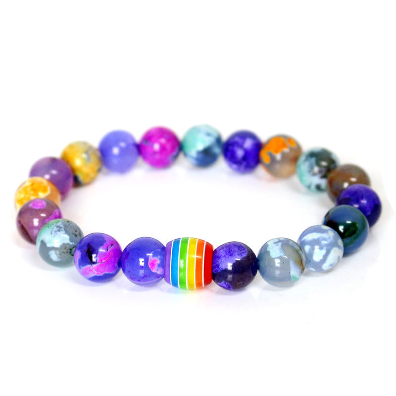 Rainbow Bead Bracelets Pride Natural Stone