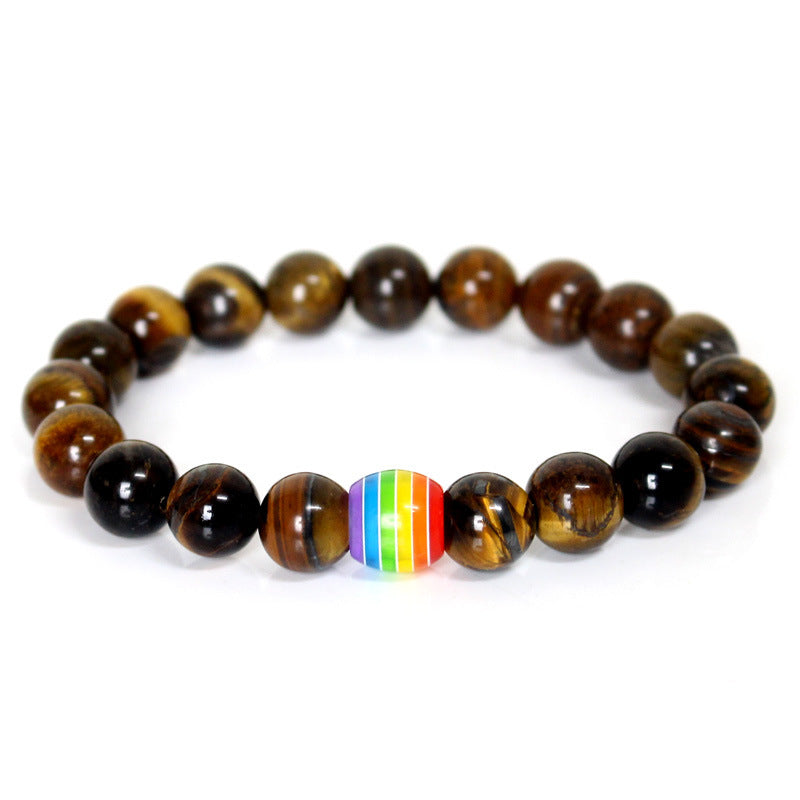 Rainbow Bead Bracelets Pride Natural Stone