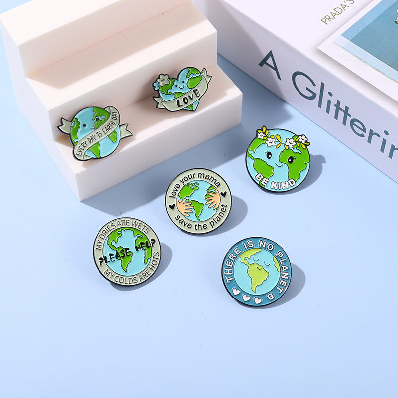 Creative Cartoon Protect The Earth Shape Brooch