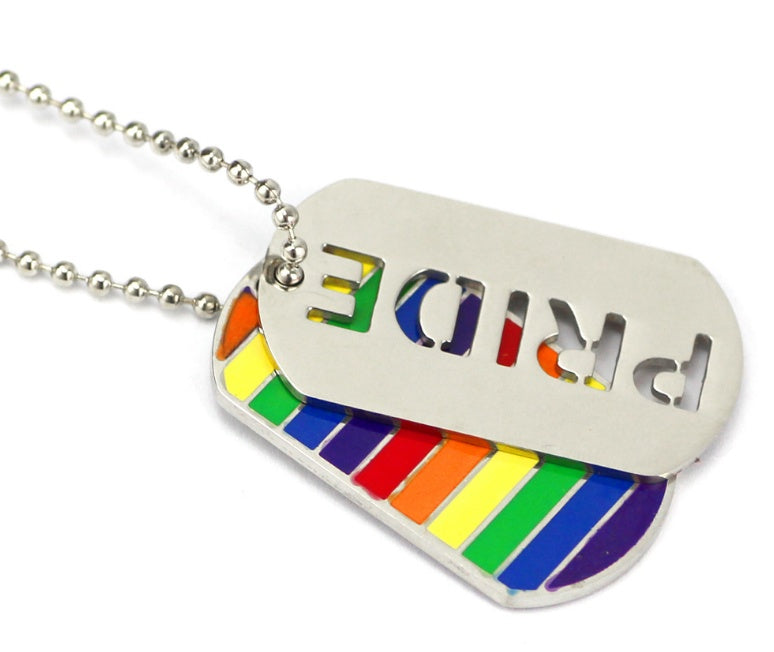 Pride Rainbow Dog Tag necklace