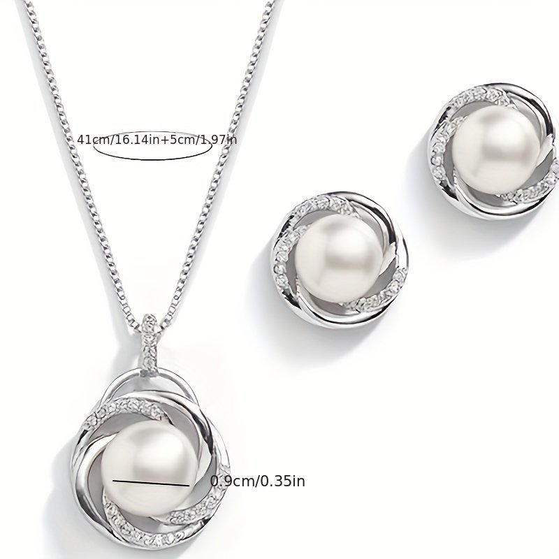 Pearl Necklace Earrings  Jewelry Set