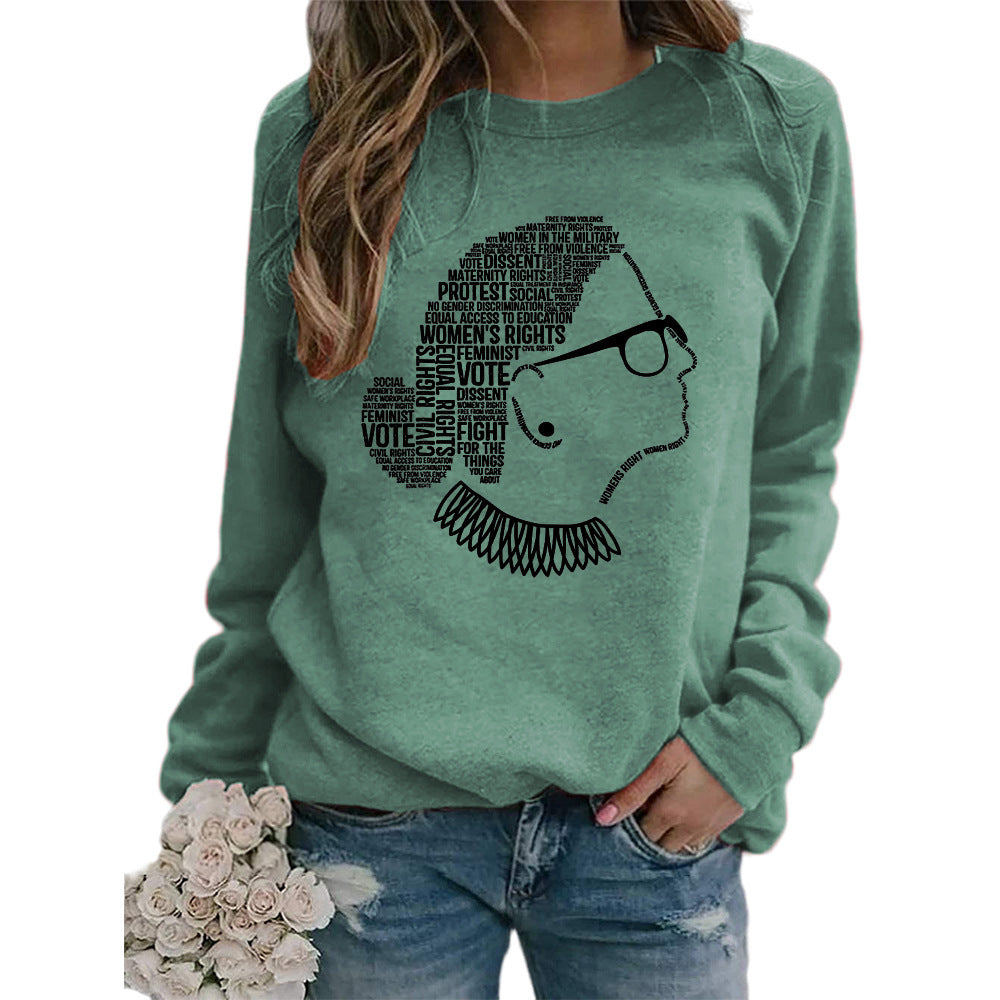 Justice Monogram Human Rights Print Crew Neck Long Sleeve Sweatshirt