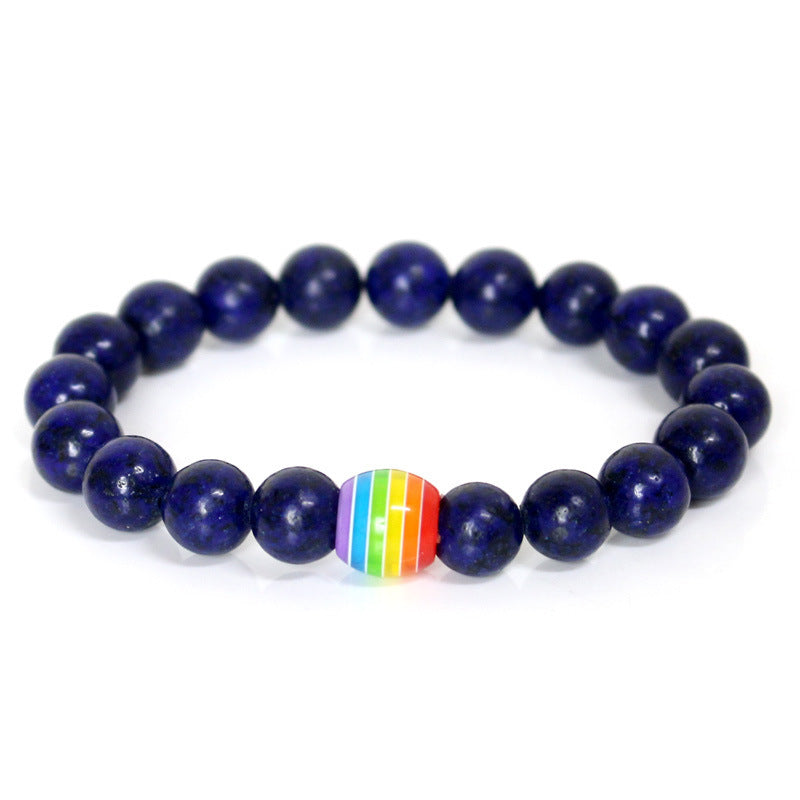 Rainbow Bead Bracelets Pride Natural Stone