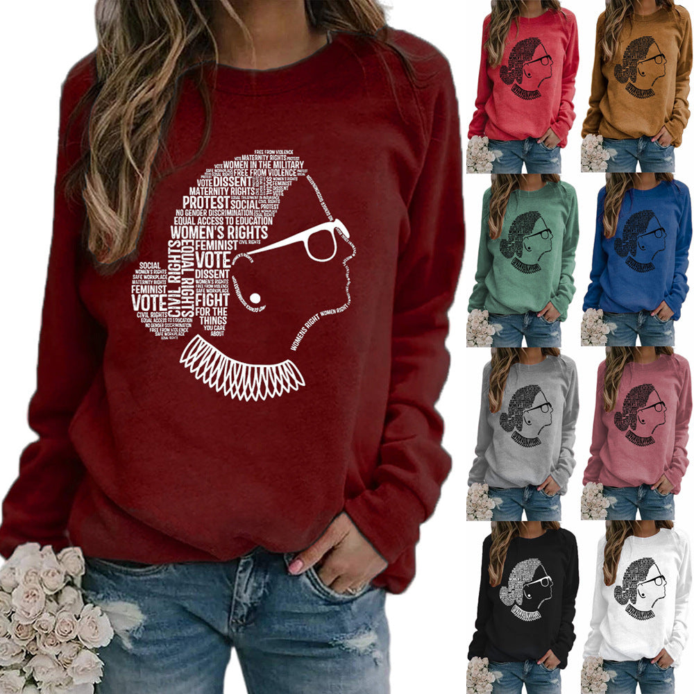 Justice Monogram Human Rights Print Crew Neck Long Sleeve Sweatshirt