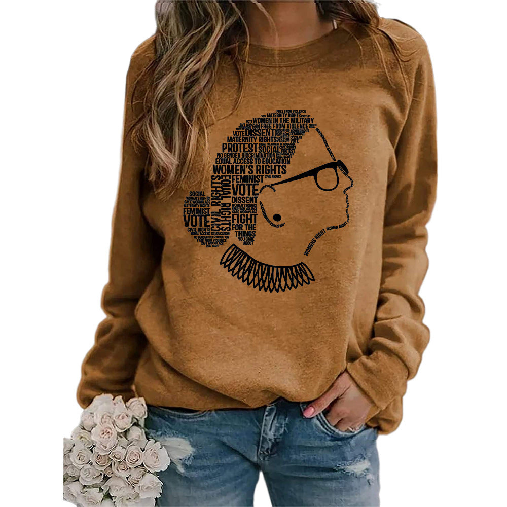 Justice Monogram Human Rights Print Crew Neck Long Sleeve Sweatshirt
