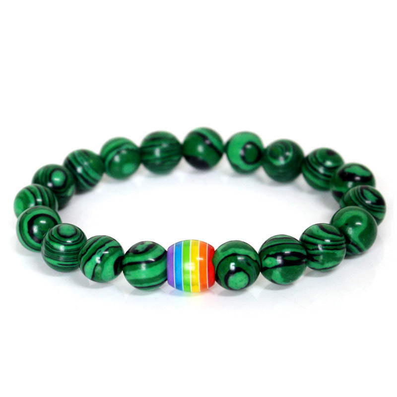 Rainbow Bead Bracelets Pride Natural Stone