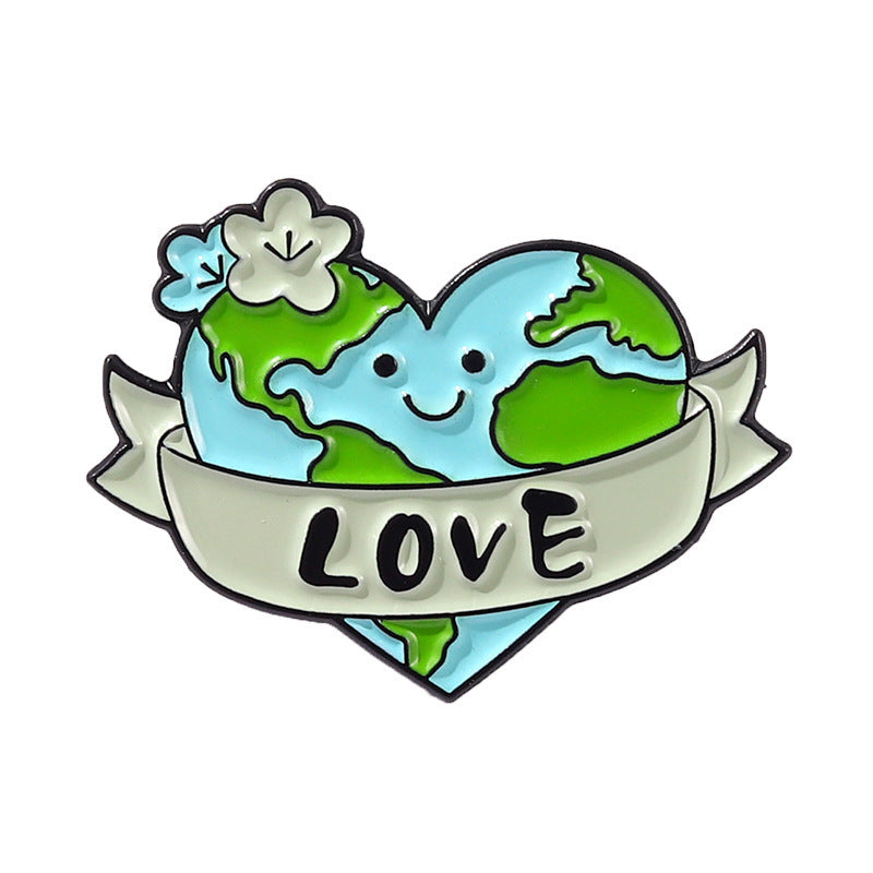 Creative Cartoon Protect The Earth Shape Brooch