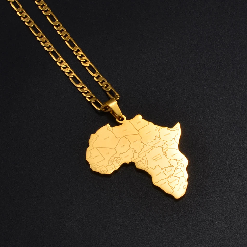 Africa Map & Country Name Pendant Necklaces for Women Men African Maps