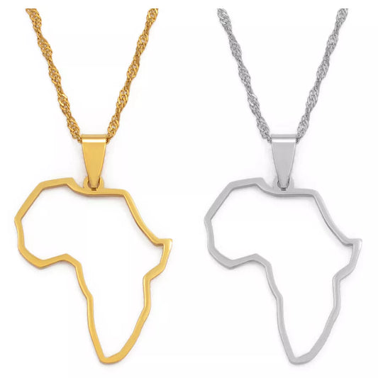 Africa Map outline Pendant Necklace