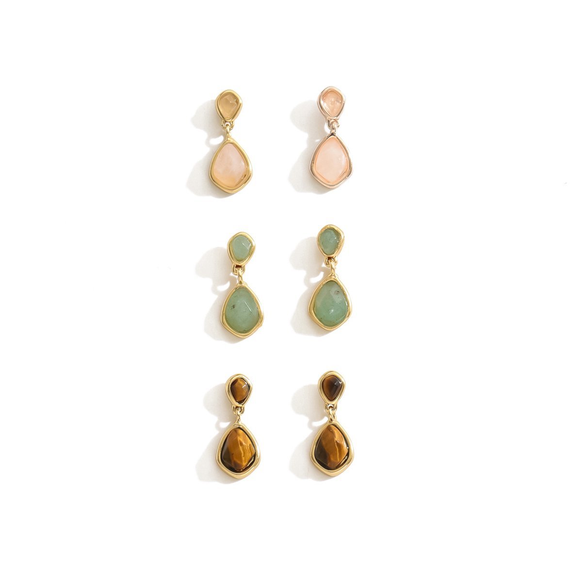 Natural Stone Drop  Earrings Set - 3 Pairs
