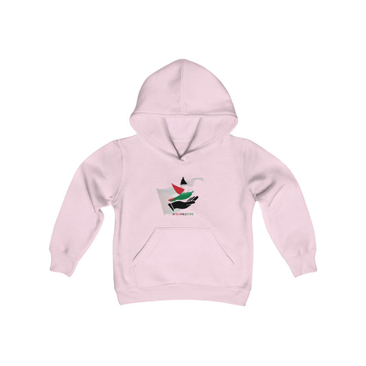 Youth Heavy Blend Free Palestine bird Hooded Sweatshirt