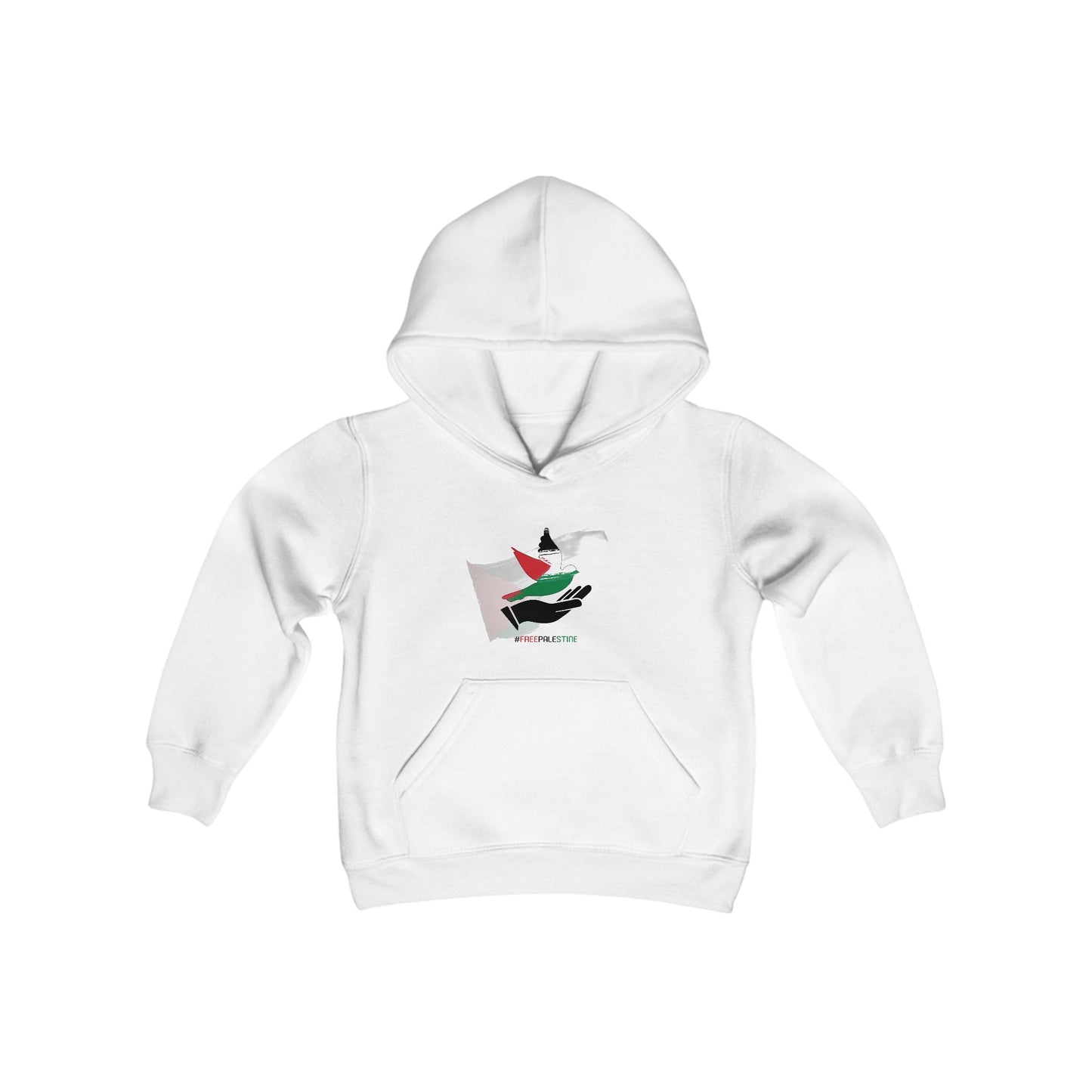 Youth Heavy Blend Free Palestine bird Hooded Sweatshirt