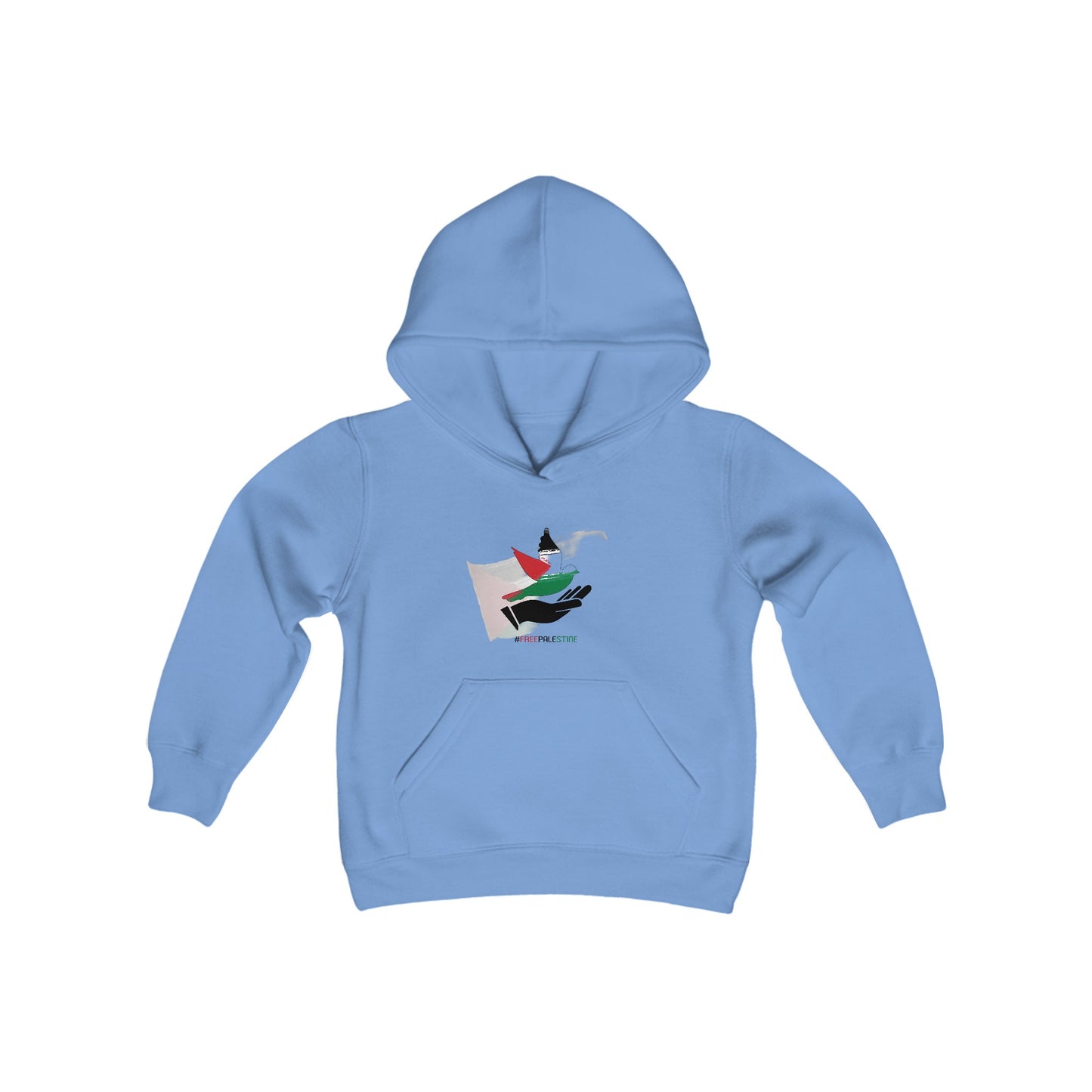 Youth Heavy Blend Free Palestine bird Hooded Sweatshirt