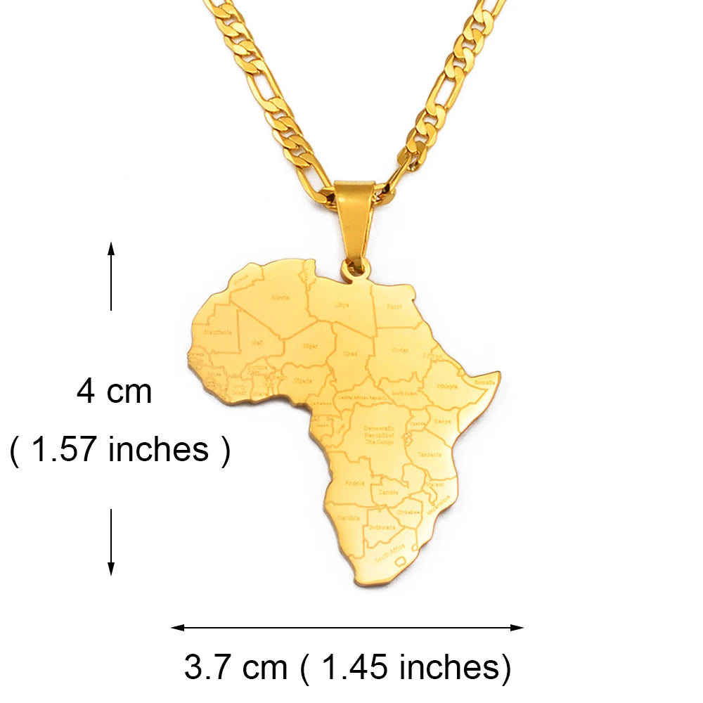 Africa Map & Country Name Pendant Necklaces for Women Men African Maps