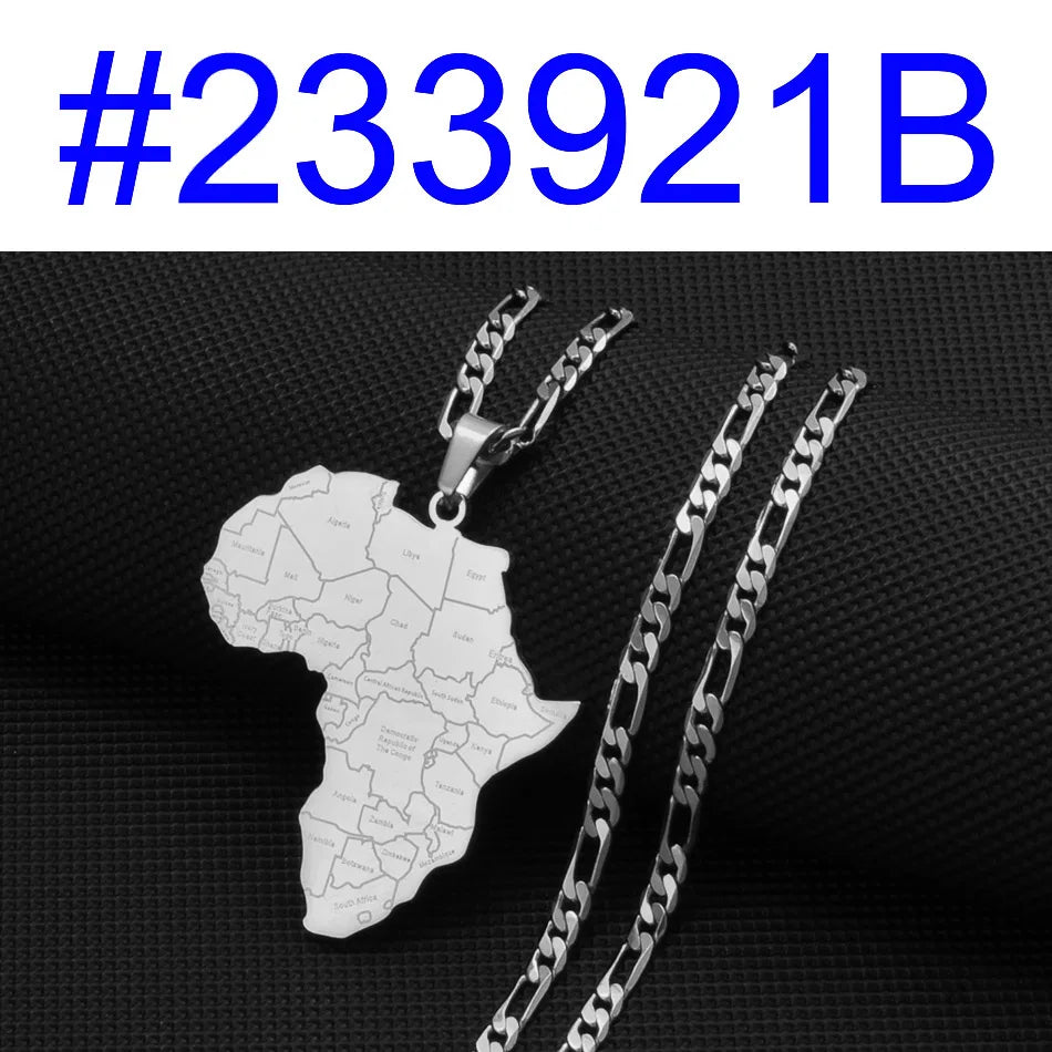 Africa Map & Country Name Pendant Necklaces for Women Men African Maps