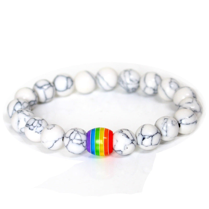 Rainbow Bead Bracelets Pride Natural Stone