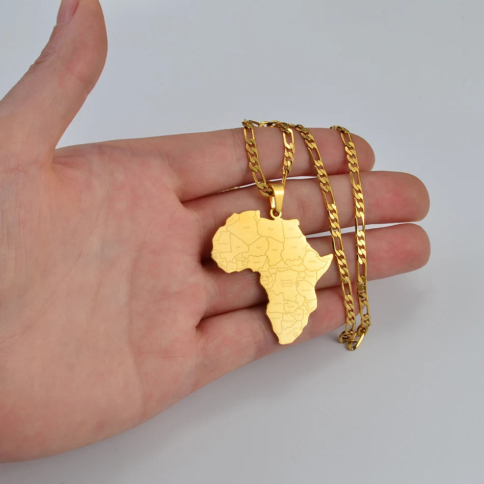 Africa Map & Country Name Pendant Necklaces for Women Men African Maps