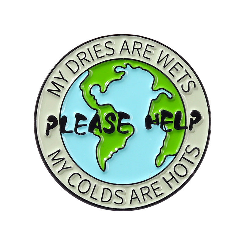 Creative Cartoon Protect The Earth Shape Brooch
