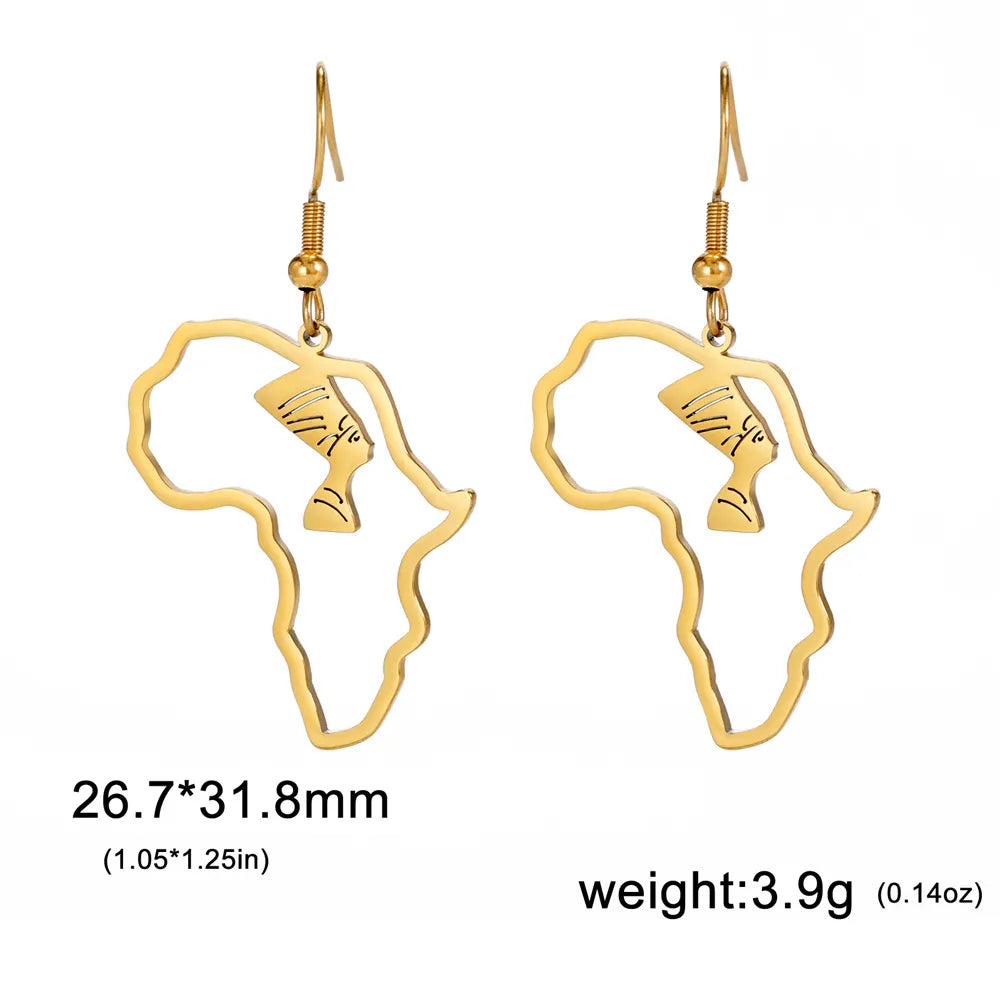 Africa Shaped Drop Earrings with African animals