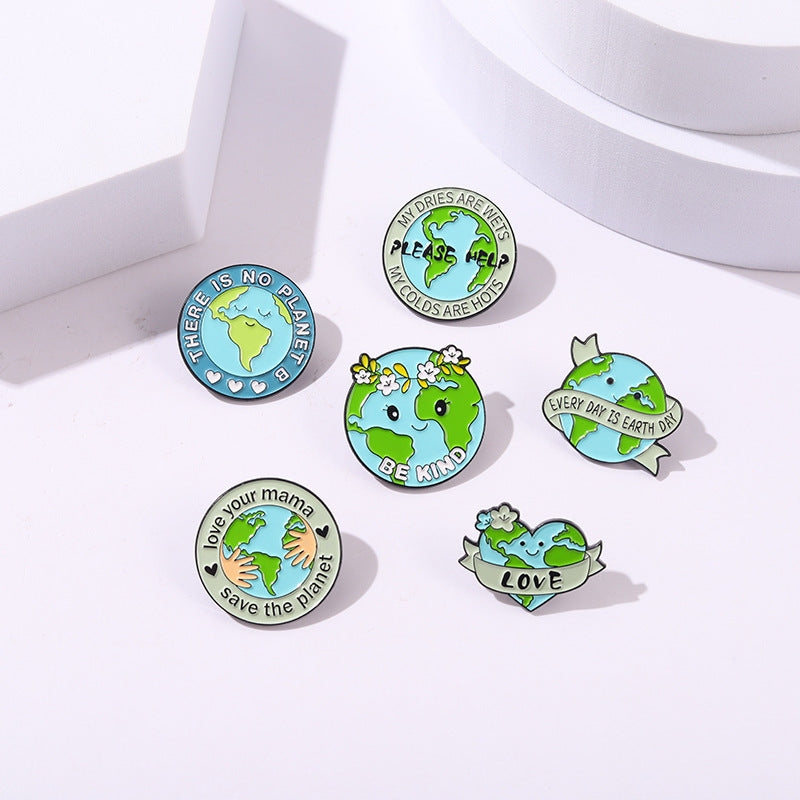 Creative Cartoon Protect The Earth Shape Brooch