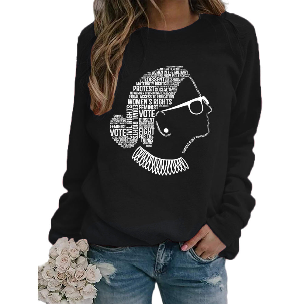 Justice Monogram Human Rights Print Crew Neck Long Sleeve Sweatshirt