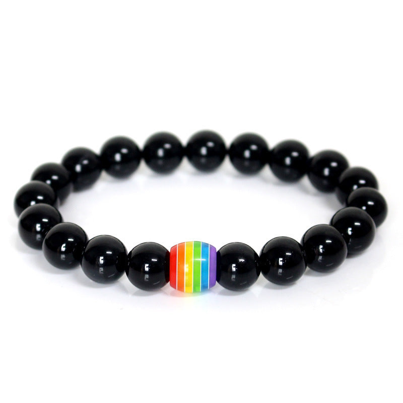 Rainbow Bead Bracelets Pride Natural Stone