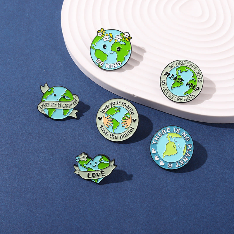 Creative Cartoon Protect The Earth Shape Brooch