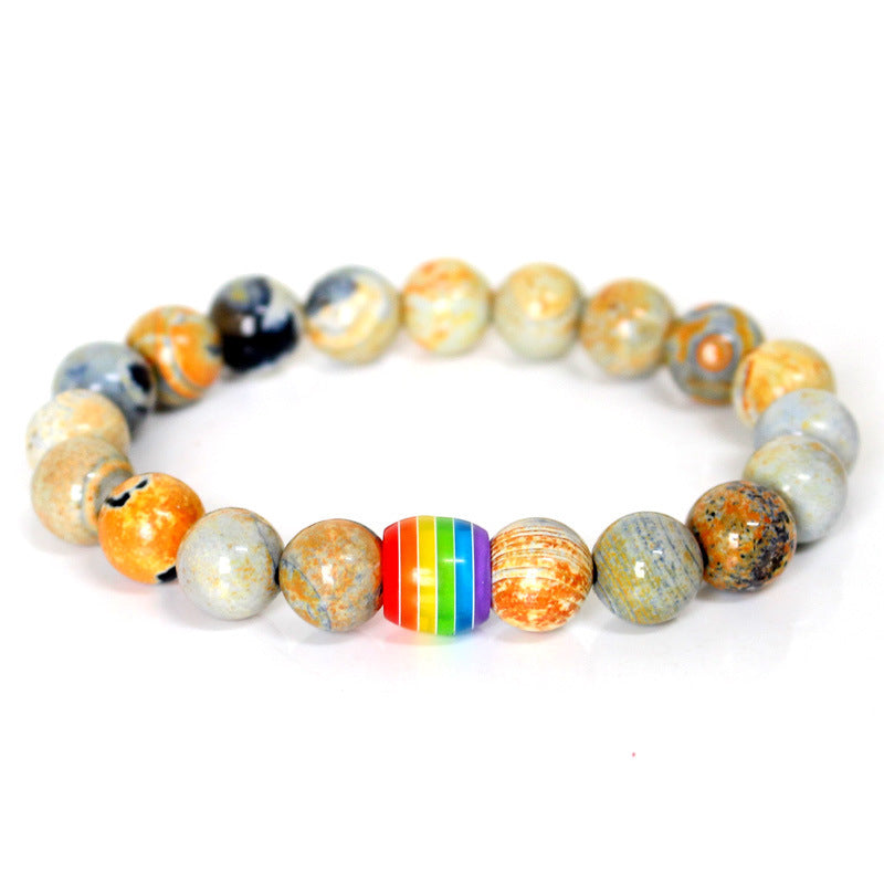 Rainbow Bead Bracelets Pride Natural Stone