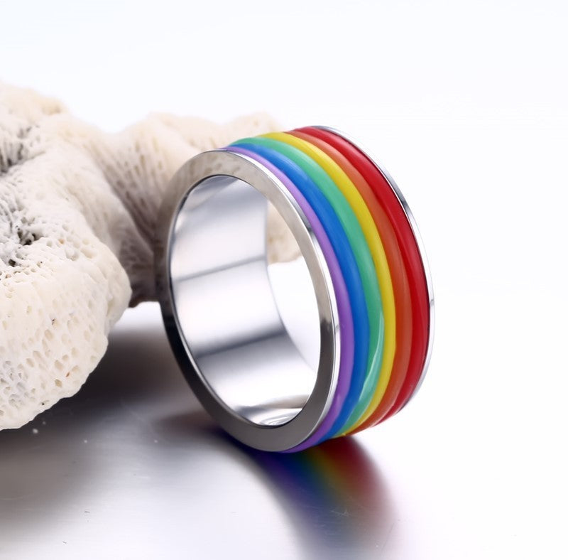 Stainless Steel Rainbow Flag Drop Oil Ring
