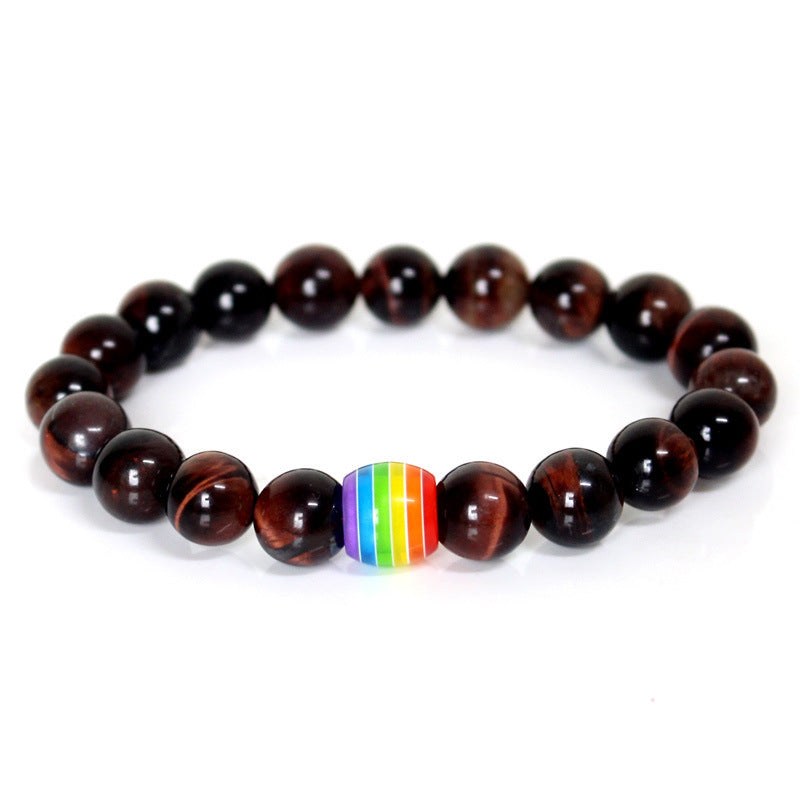 Rainbow Bead Bracelets Pride Natural Stone